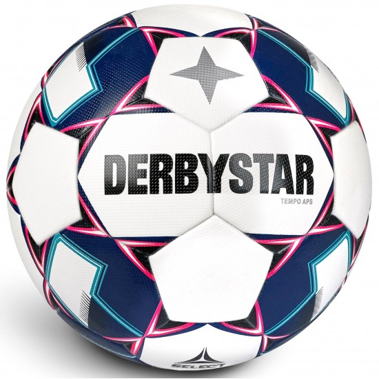 Wedstrijd Bal Derbystar Tempo APS Classic Wit/Blauw/Roze - Maat 5