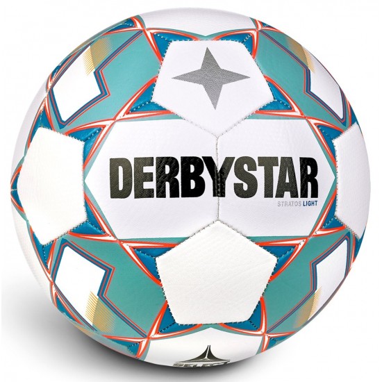 Training Bal Derbystar Stratos Light Wit/Blauw/Oranje - Maat 4